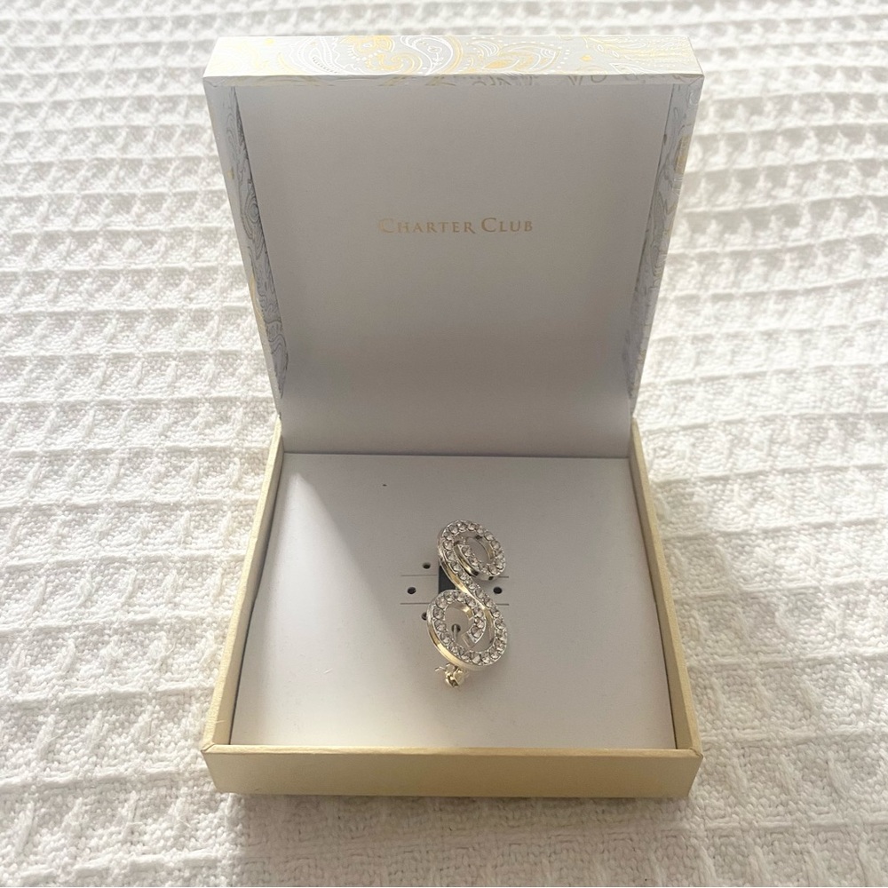 Charter Club rhinestone initial ‘S’ pin NIB - Picture 2 of 4